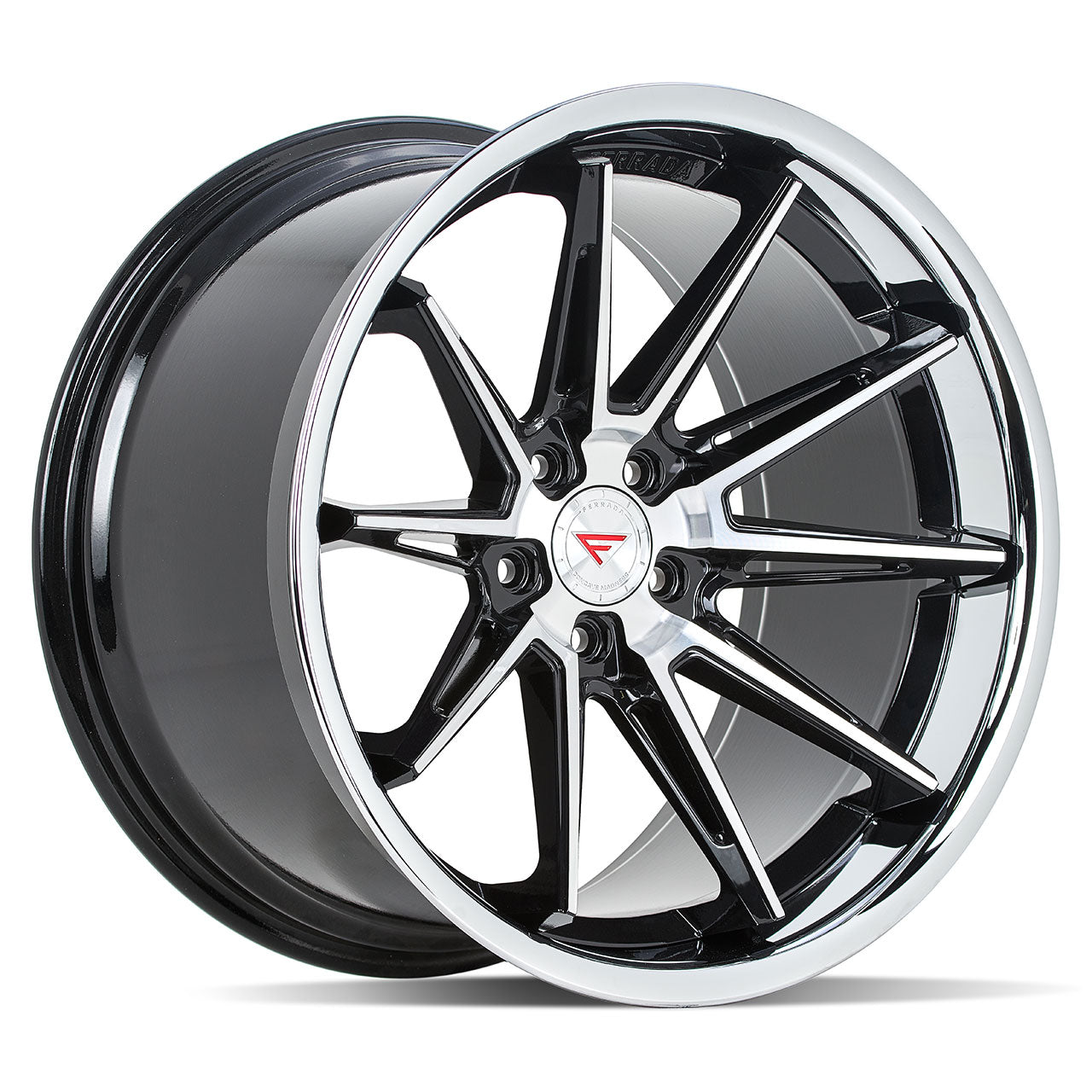 FERRADA CM2 Gloss Black Machined Face Center / Chrome Lip 19X10.5