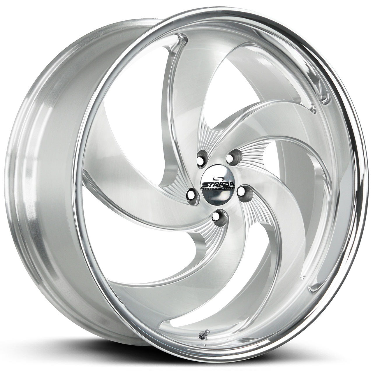 STRADA STREET CLASSICS RETRO 5 Brushed CNC w/Chrome SS Lip 22X9