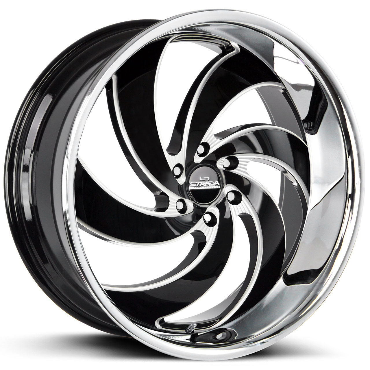 STRADA STREET CLASSICS RETRO 6 Gloss Black w/CNC Machined Accents / Stainless Steel Chrome Lip 26X10