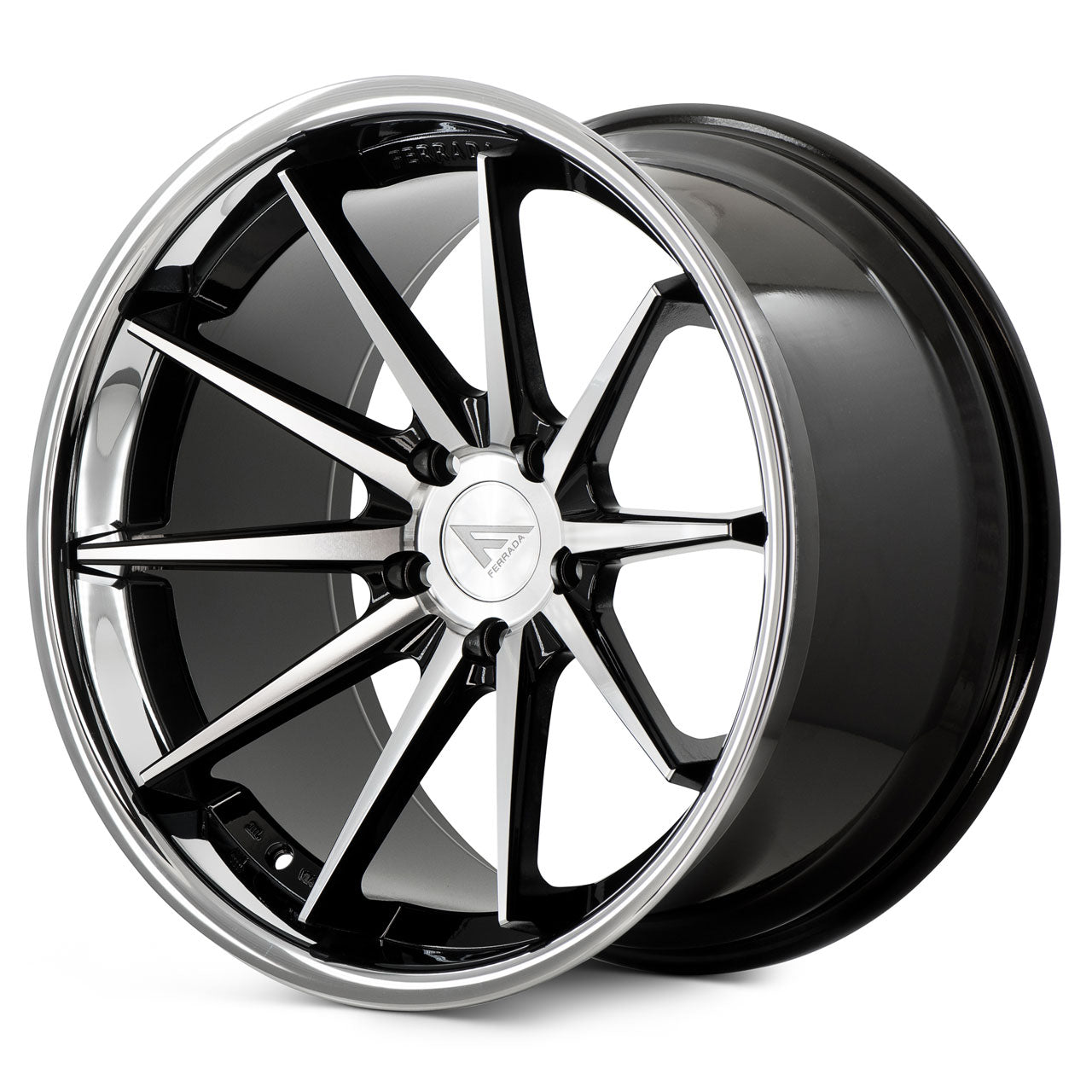 FERRADA FR4 Gloss Black Machined Face Center / Chrome Lip 20X10.5