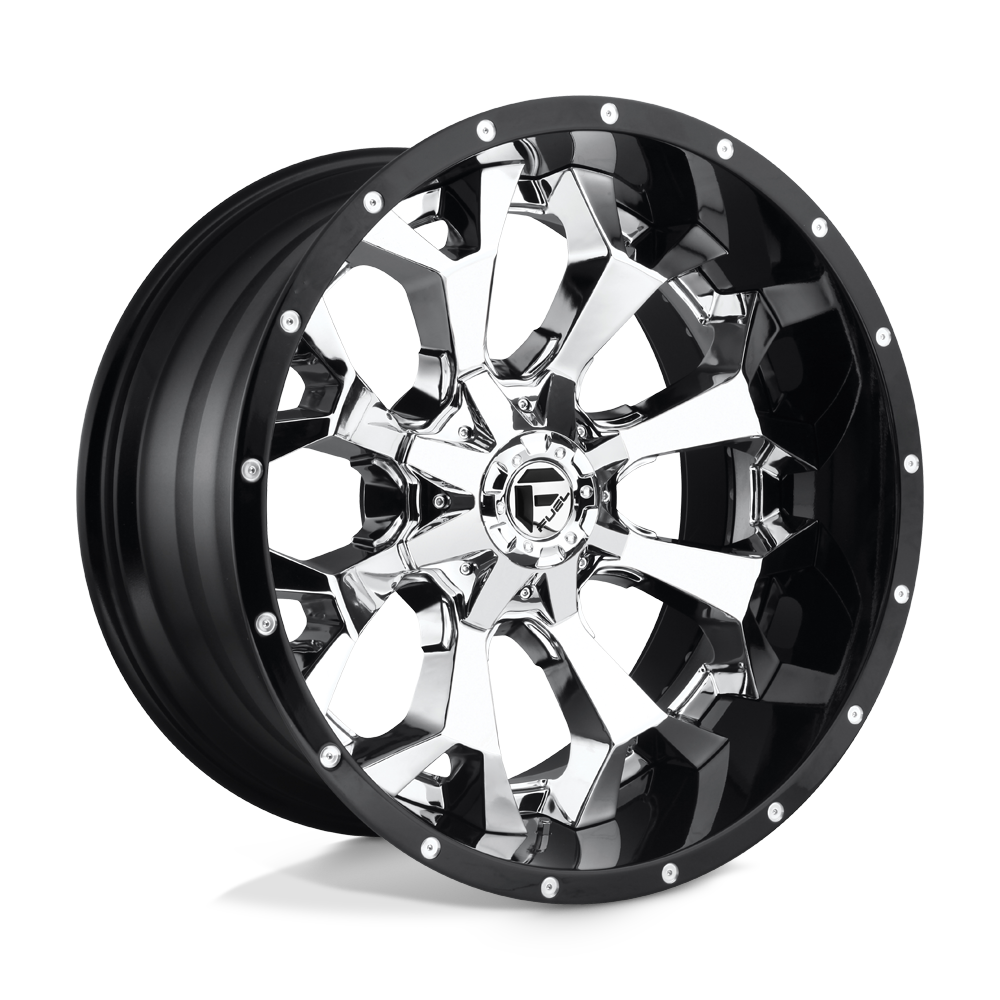 Fuel 2PC D246 ASSAULT CHROME PLATED GLOSS BLACK LIP 20X10
