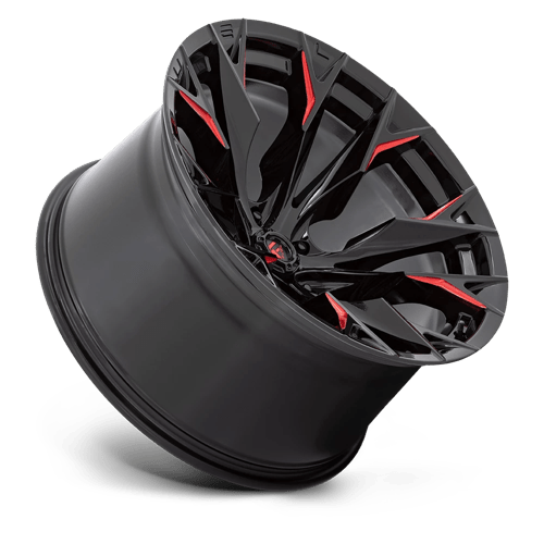 Fuel 1PC D823 FLAME GLOSS BLACK MILLED WITH CANDY RED 22X12