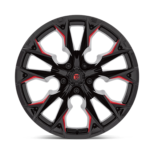 Fuel 1PC D823 FLAME GLOSS BLACK MILLED WITH CANDY RED 22X12