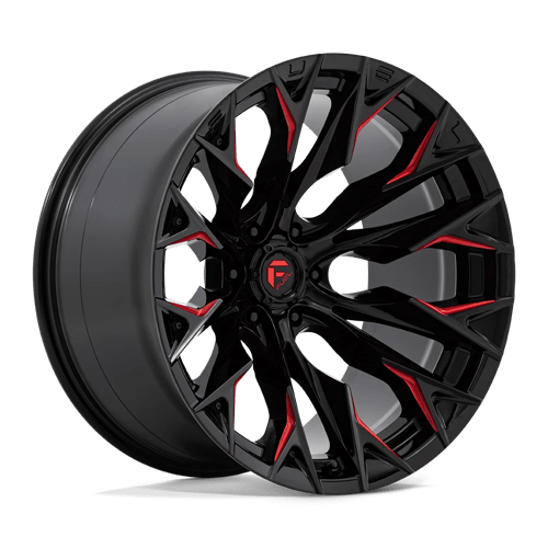 Fuel 1PC D823 FLAME GLOSS BLACK MILLED WITH CANDY RED 22X12