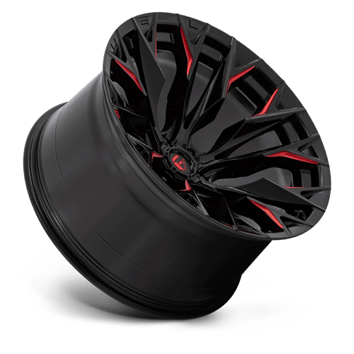 Fuel 1PC D823 FLAME GLOSS BLACK MILLED WITH CANDY RED 22X12