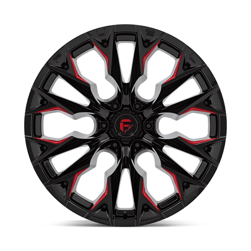 Fuel 1PC D823 FLAME GLOSS BLACK MILLED WITH CANDY RED 22X12