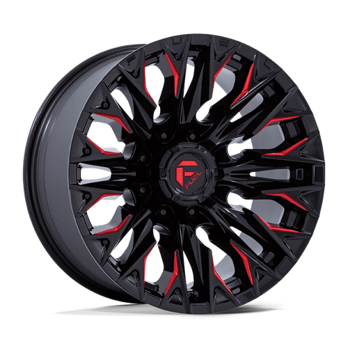 Fuel 1PC D823 FLAME GLOSS BLACK MILLED WITH CANDY RED 20X9