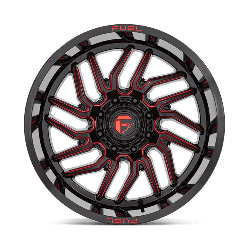 Fuel 1PC D808 HURRICANE GLOSS BLACK MILLED RED TINT 24X12