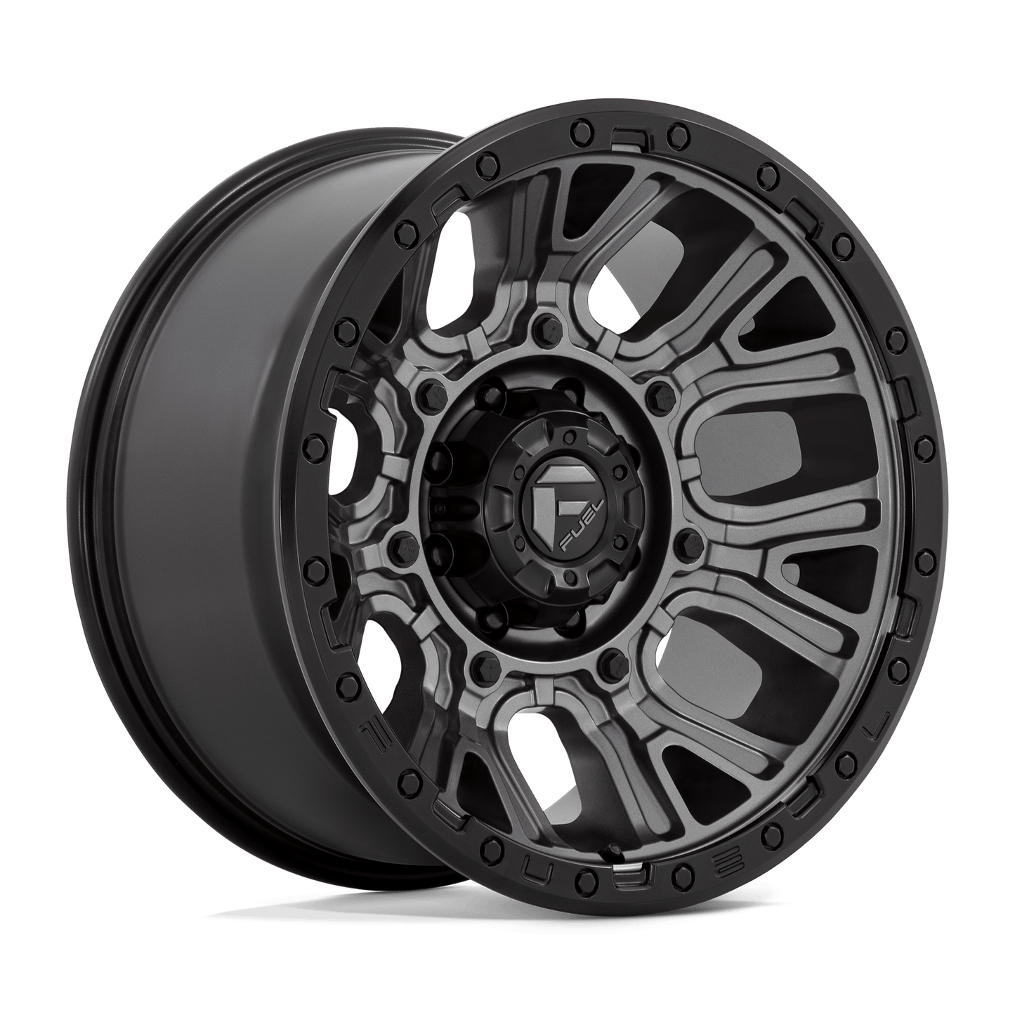 Fuel 1PC D825 TRACTION MATTE GUNMETAL WITH BLACK RING 20X10