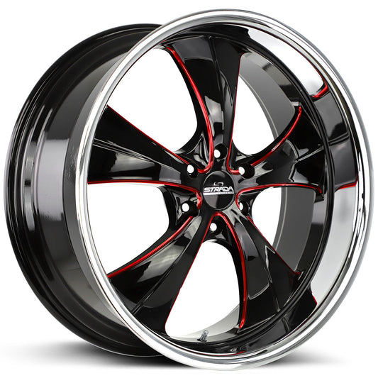 STRADA STREET CLASSICS OLD SKOOL Gloss Black w/CNC Red Tint / Chrome SS Lip 24X10