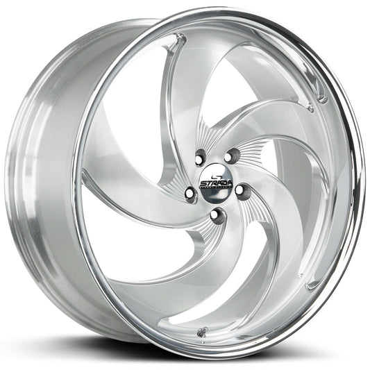STRADA STREET CLASSICS RETRO 5 Brushed CNC w/Chrome SS Lip 22X10