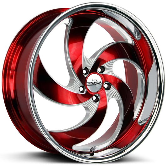 STRADA STREET CLASSICS RETRO 5 Candy Red Milled w/Chrome SS Lip 22X10