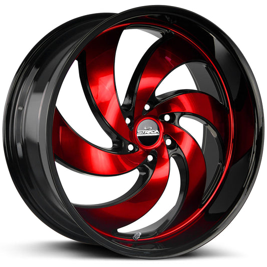 STRADA STREET CLASSICS RETRO 6 Gloss Black w/Machined Face & Red Tinted Clear 24X10