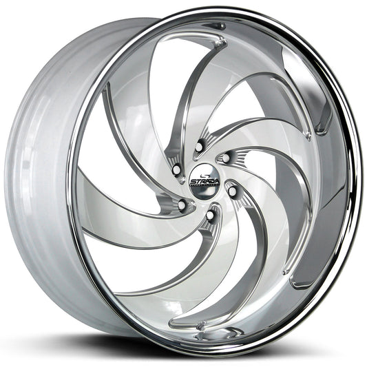 STRADA STREET CLASSICS RETRO 6 Gloss White w/CNC Milled Accents / Chrome SS Lip 24X10