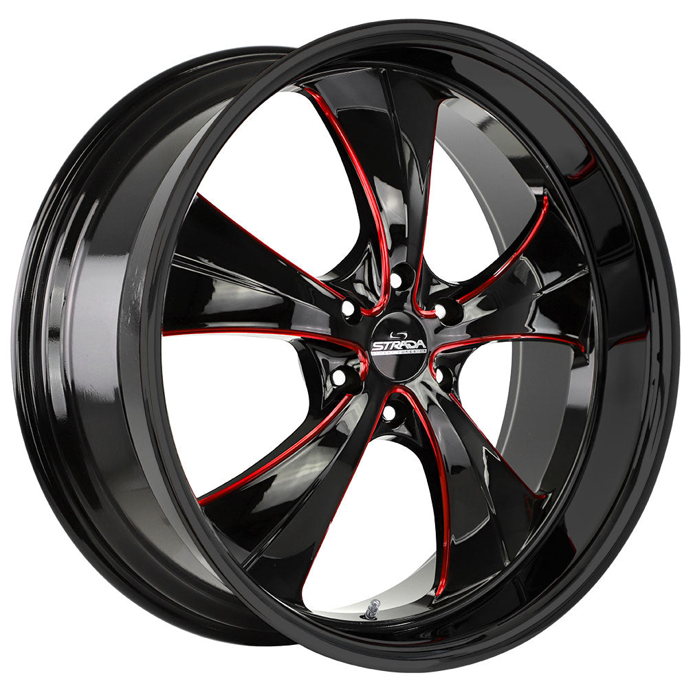 STRADA STREET CLASSICS OLD SKOOL Gloss Black w/CNC Red Tinted Clear 24X10