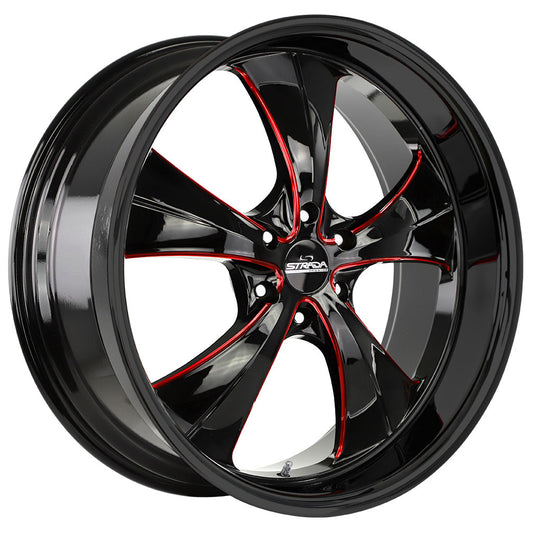 STRADA STREET CLASSICS OLD SKOOL Gloss Black w/CNC Red Tinted Clear 24X10