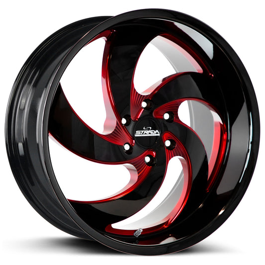 STRADA STREET CLASSICS RETRO 5 Gloss Black w/CNC Red Tinted Clear 22X10