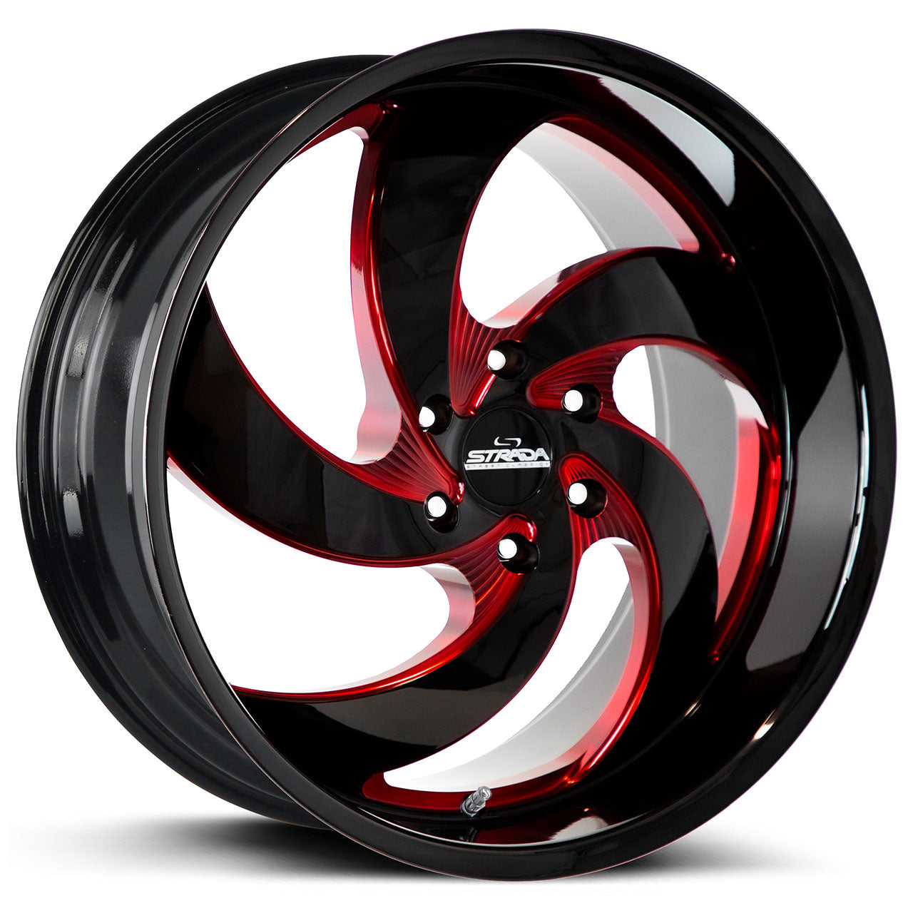 STRADA STREET CLASSICS RETRO 5 Gloss Black w/CNC Red Tinted Clear 22X9