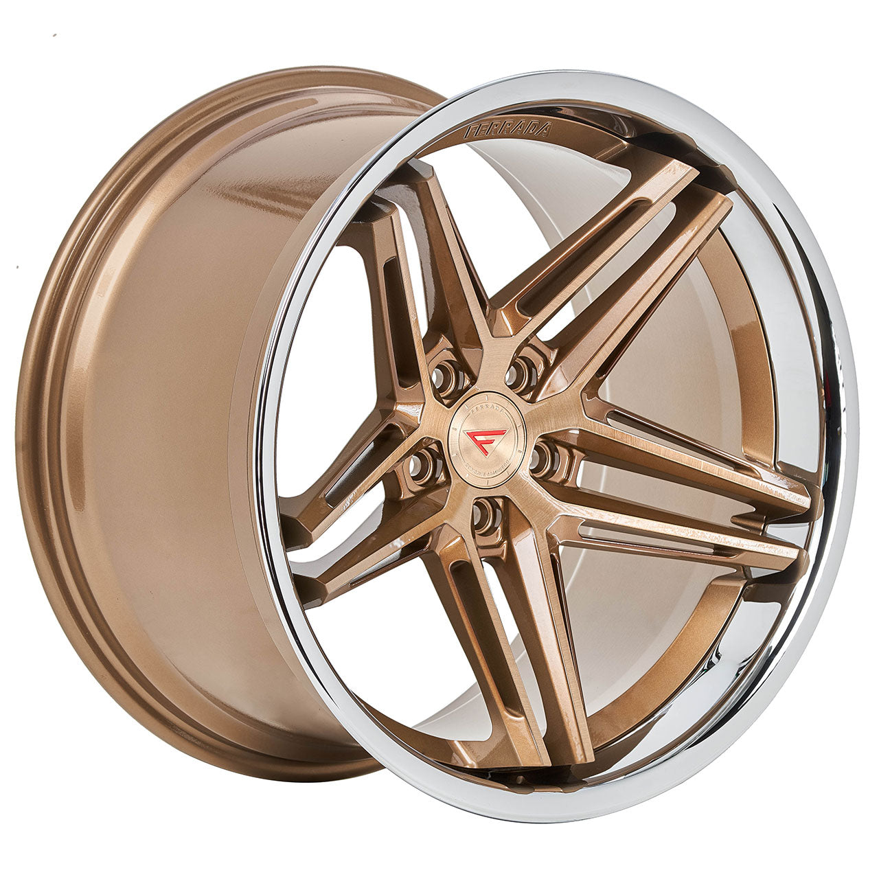 FERRADA CM1 Brushed Bronze w/Chrome Lip 22X9