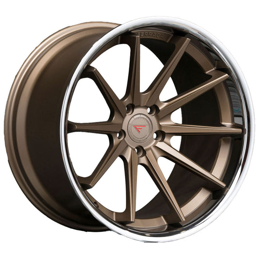FERRADA FR4 Matte Bronze Center w/Chrome Lip 22X9