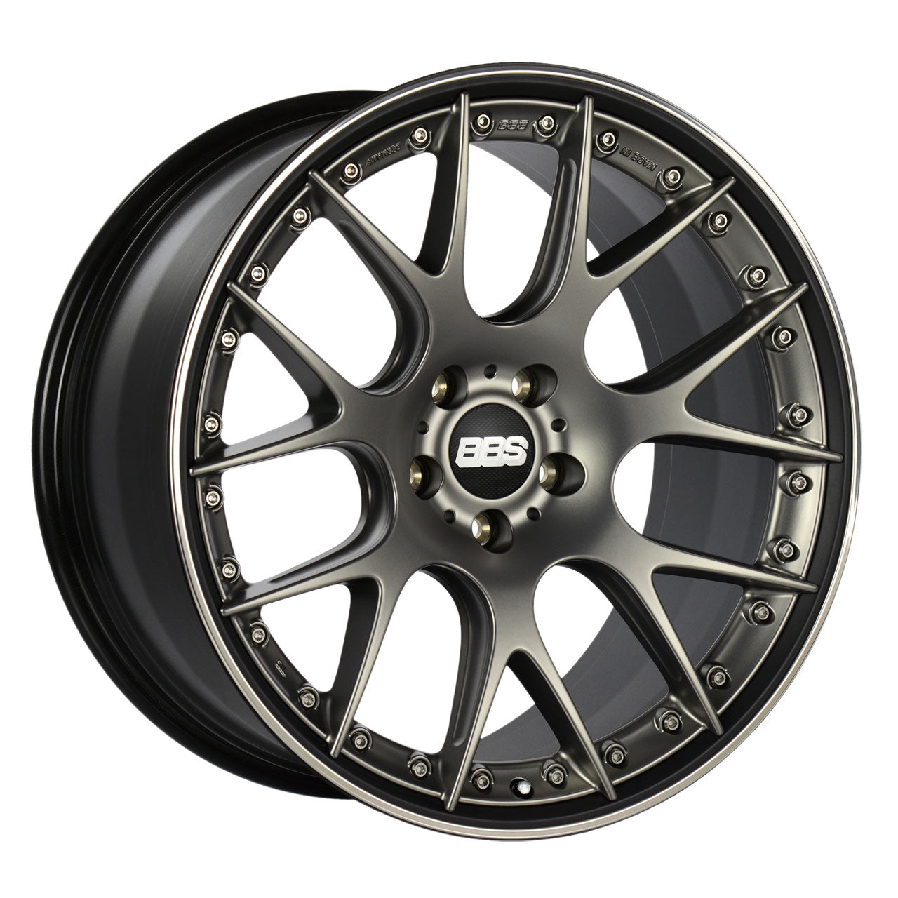 BBS CHRII Platinum Center w/Black Rim & Polished Stainless Steel Rim Protector 21X9.5