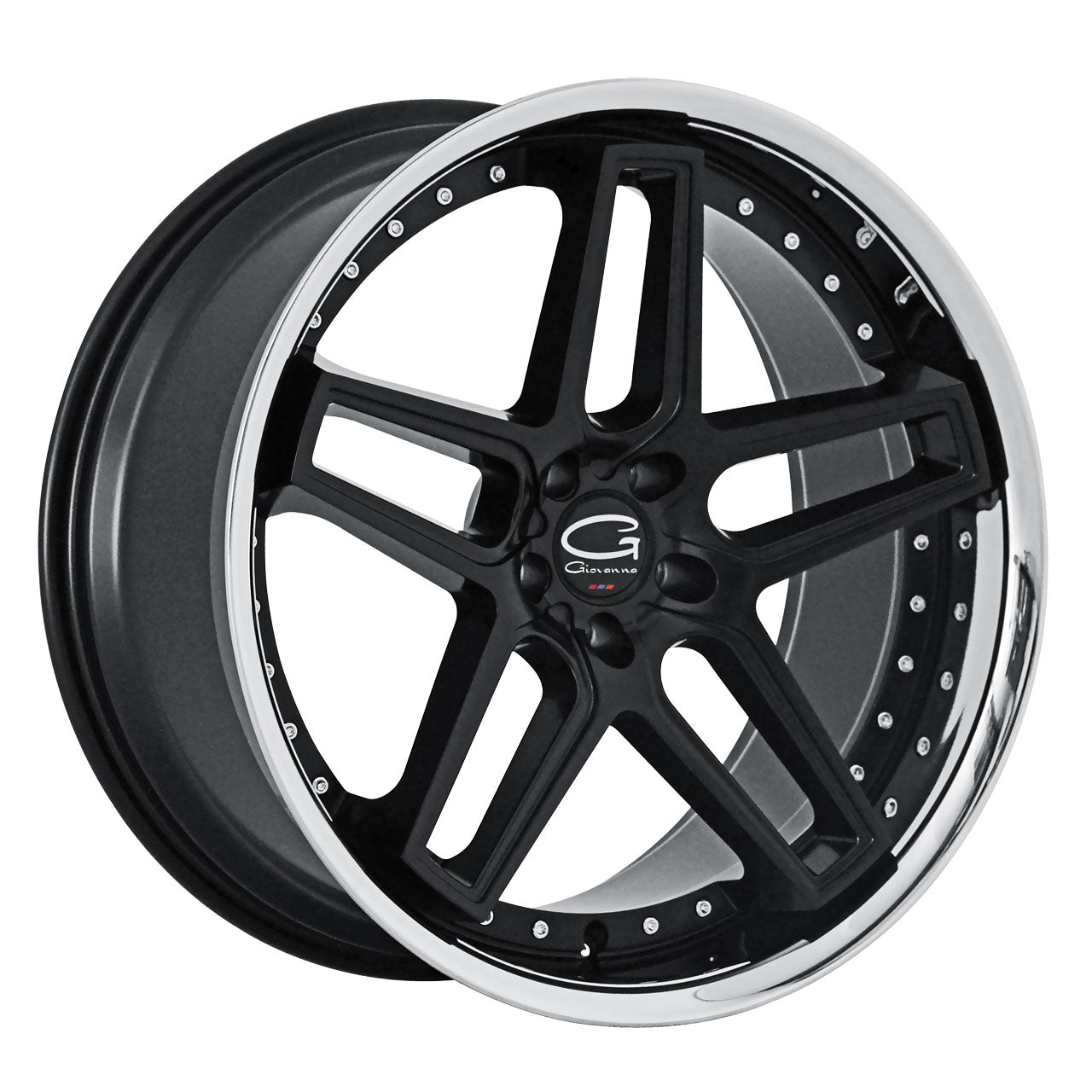 GIOVANNA AUSTIN Semi-Gloss Black Center / Stainless Steel Chrome Lip 22X9