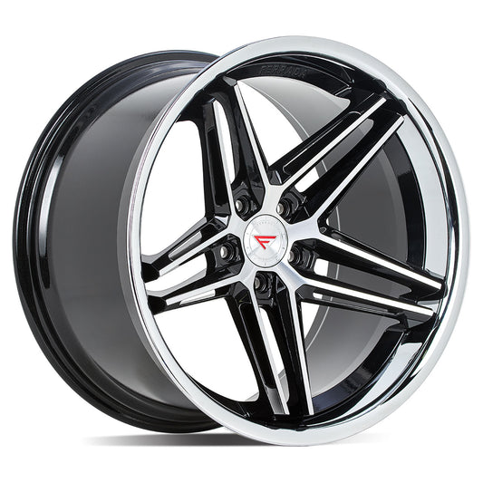FERRADA CM1 Gloss Black Machined Face Center / Chrome Lip 22X10.5