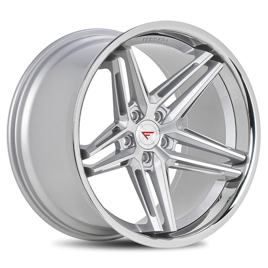 FERRADA CM1 Silver Machined Face Center / Chrome Lip 22X9