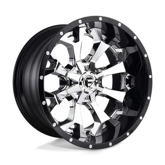 Fuel 2PC D246 ASSAULT CHROME PLATED GLOSS BLACK LIP 22X10