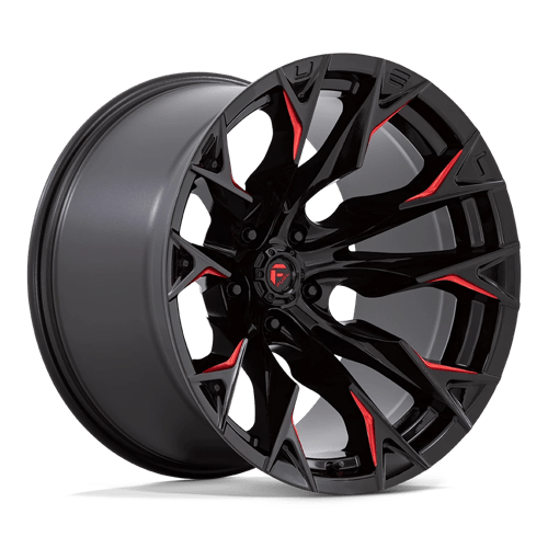 Fuel 1PC D823 FLAME GLOSS BLACK MILLED WITH CANDY RED 20X12