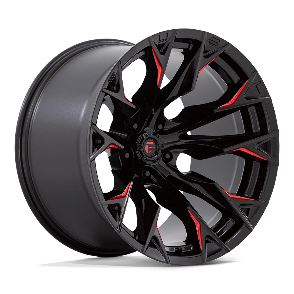 Fuel 1PC D823 FLAME GLOSS BLACK MILLED WITH CANDY RED 20X12