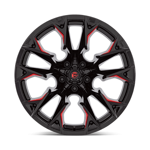 Fuel 1PC D823 FLAME GLOSS BLACK MILLED WITH CANDY RED 20X12