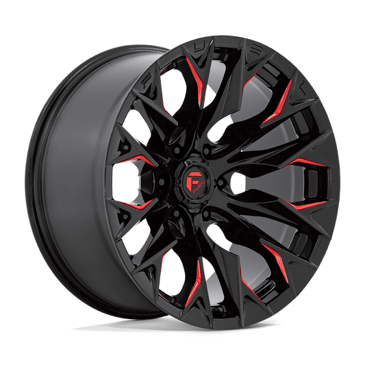 Fuel 1PC D823 FLAME GLOSS BLACK MILLED WITH CANDY RED 24X12