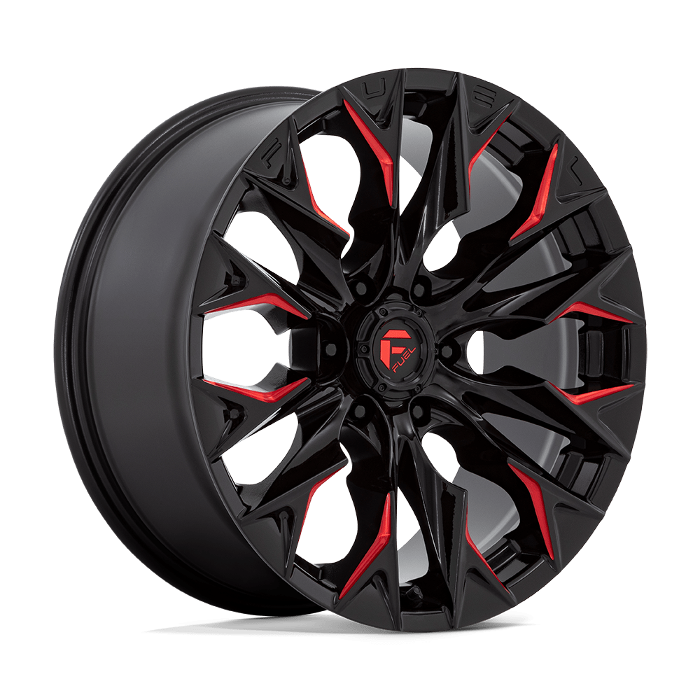 Fuel 1PC D823 FLAME GLOSS BLACK MILLED WITH CANDY RED 20X9