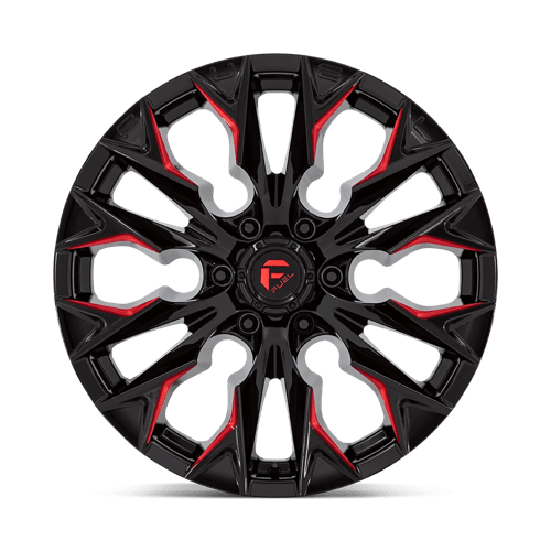 Fuel 1PC D823 FLAME GLOSS BLACK MILLED WITH CANDY RED 20X9