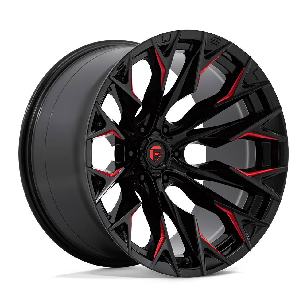 Fuel 1PC D823 FLAME GLOSS BLACK MILLED WITH CANDY RED 22X12