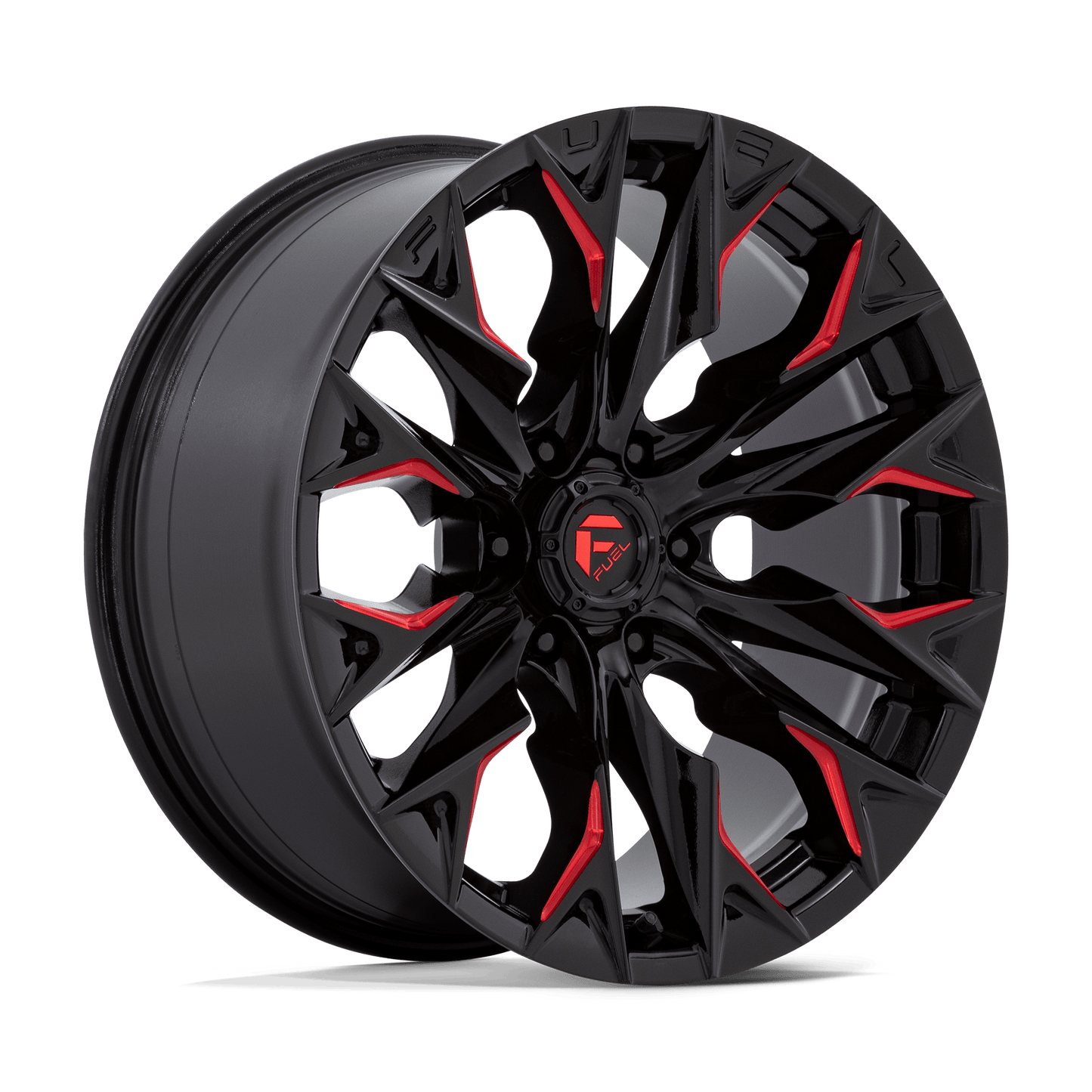 Fuel 1PC D823 FLAME GLOSS BLACK MILLED WITH CANDY RED 20X9