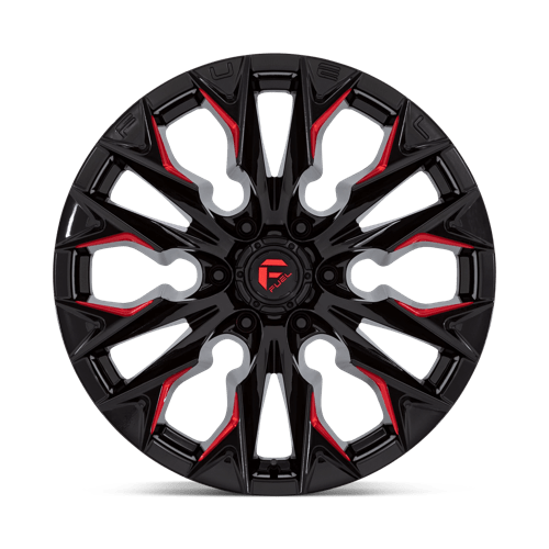 Fuel 1PC D823 FLAME GLOSS BLACK MILLED WITH CANDY RED 20X9