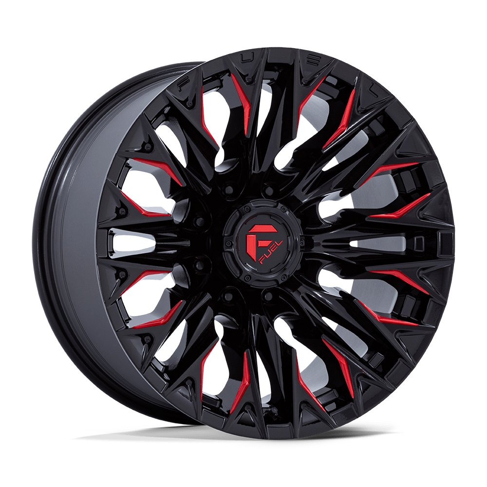 Fuel 1PC D823 FLAME GLOSS BLACK MILLED WITH CANDY RED 20X9