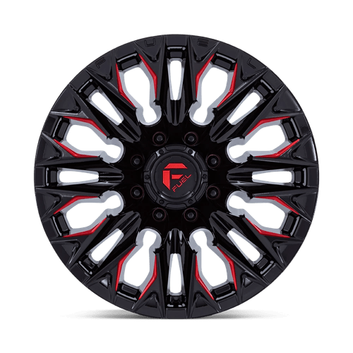 Fuel 1PC D823 FLAME GLOSS BLACK MILLED WITH CANDY RED 20X9