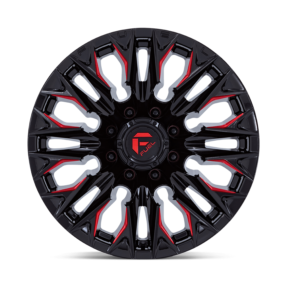 Fuel 1PC D823 FLAME GLOSS BLACK MILLED WITH CANDY RED 20X9