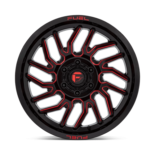 Fuel 1PC D808 HURRICANE GLOSS BLACK MILLED RED TINT 20X9