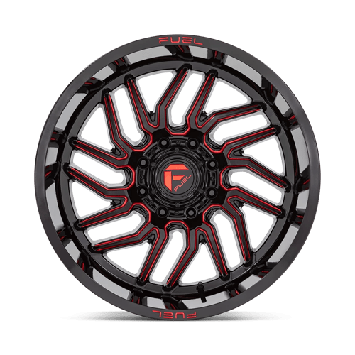 Fuel 1PC D808 HURRICANE GLOSS BLACK MILLED RED TINT 20X9