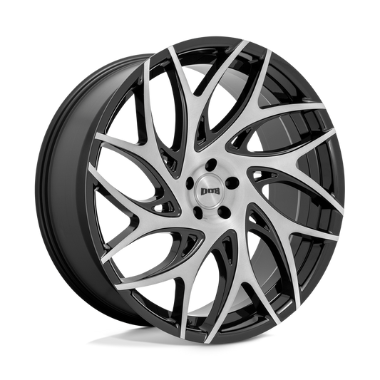 DUB 1PC S260 G.O.A.T. BRUSHED FACE WITH GLOSS BLACK DARK TINT SPOKES 22X9