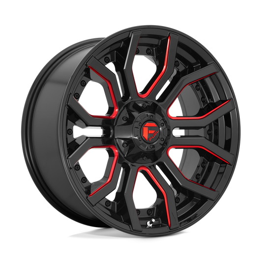 Fuel 1PC D712 RAGE GLOSS BLACK RED TINTED CLEAR 22X10