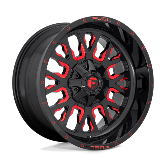 Fuel 1PC D612 STROKE GLOSS BLACK RED TINTED CLEAR 18X9