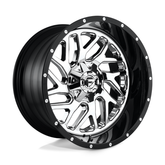 Fuel 2PC D211 TRITON CHROME PLATED GLOSS BLACK LIP 22X10